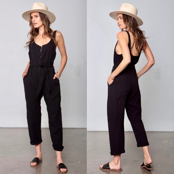 STILLWATER Lost In Love Gauze Jumpsuit in Black - Picture 1 of 8